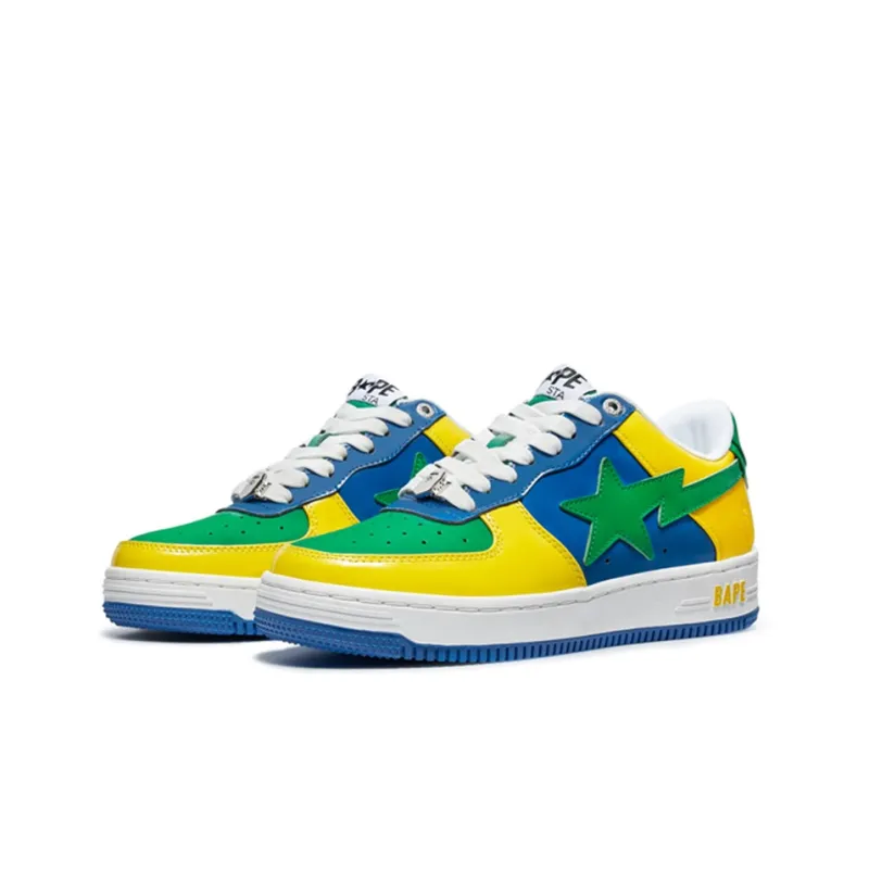 A BATHING APE STA Stylish Skateboarding Shoes Men's Green Yellow Blue-2