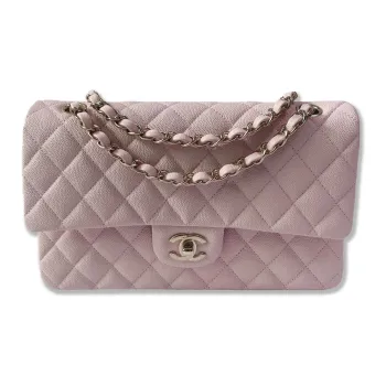 CHANEL Classic Flap CF Grain Embossed Cow Leather Shoulder Bag, Crossbody Bag Medium Size Women's Pink
