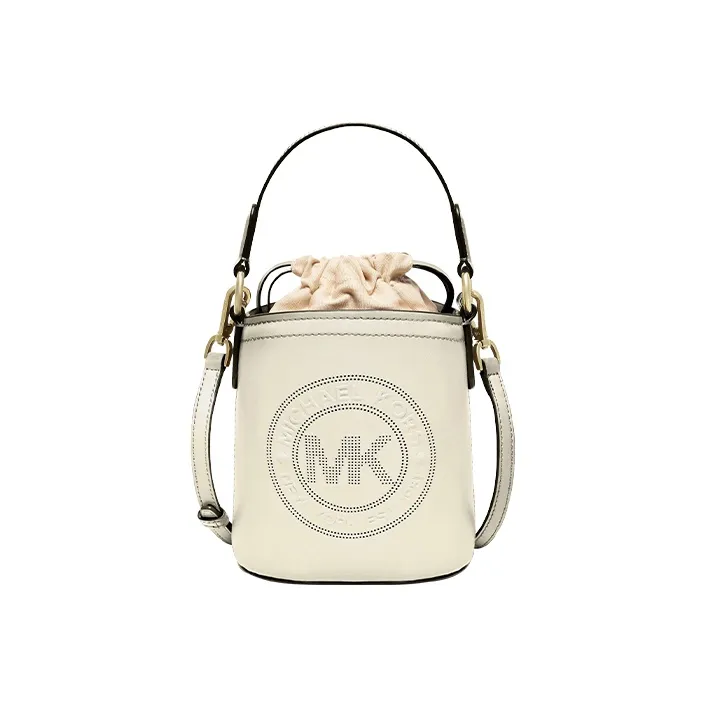 MICHAEL KORS Aidy Leather Water Bucket Bag Handheld Handbag Crossbody Bag Small Size Women's Ecru-0