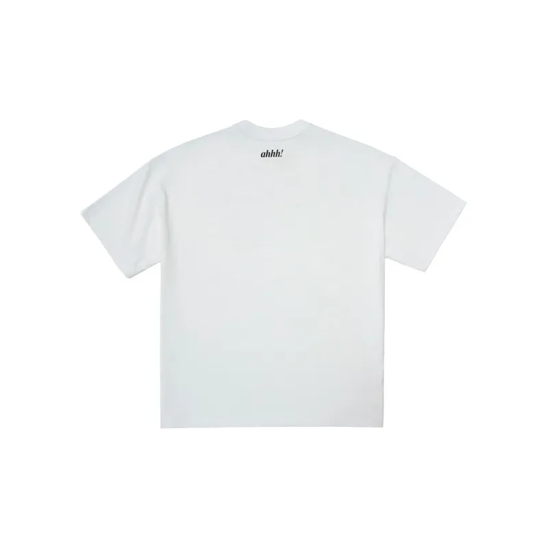 Ahhhing Elbow-Length Sleeved T-Shirt Unisex White-1