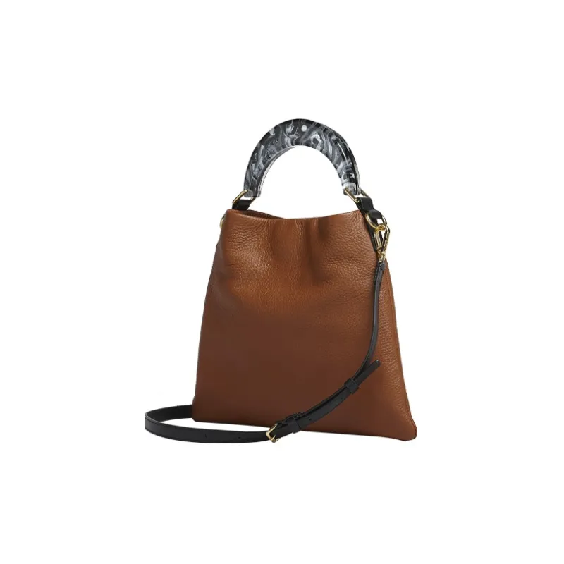 MARNI Venice Soft Grained Cow Leather Hobo Bag Shoulder Bag Crossbody Bag Small Size Women's Brown-1