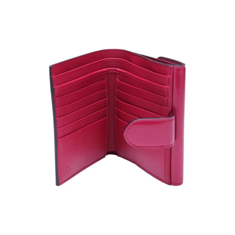 GUCCI Patent Leather Card Holder Wallet Women's Pink-3