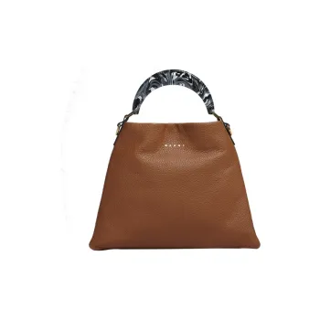 MARNI Venice Soft Grained Cow Leather Hobo Bag Shoulder Bag Crossbody Bag Small Size Women's Brown