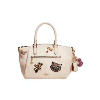 COACH Elise Pebbled Leather Dumpling Bag, Crossbody Bag Medium Size Women's White