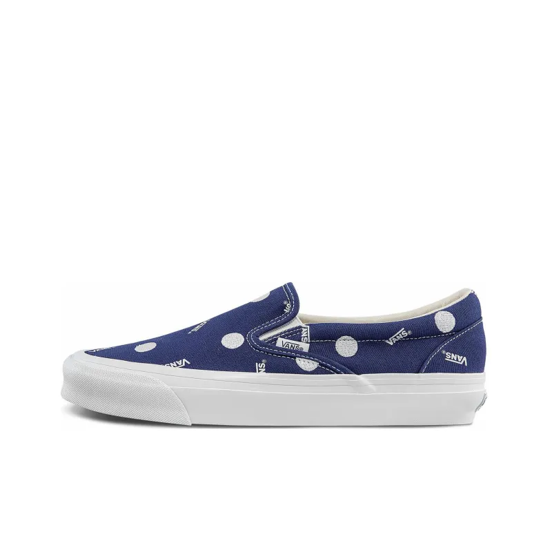 Vans Og Classic Slip on Lx Low Top Casual Skateboarding Shoes Unisex White Blue-0