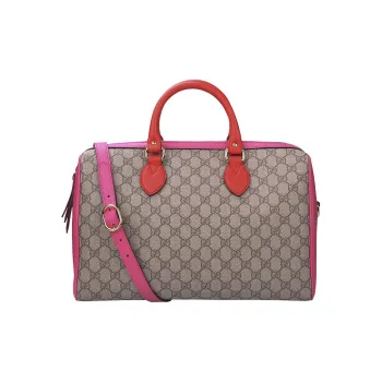 GUCCI Leather Detail Boston Bag Crossbody Handbags Regular Women's Ebony/Pink