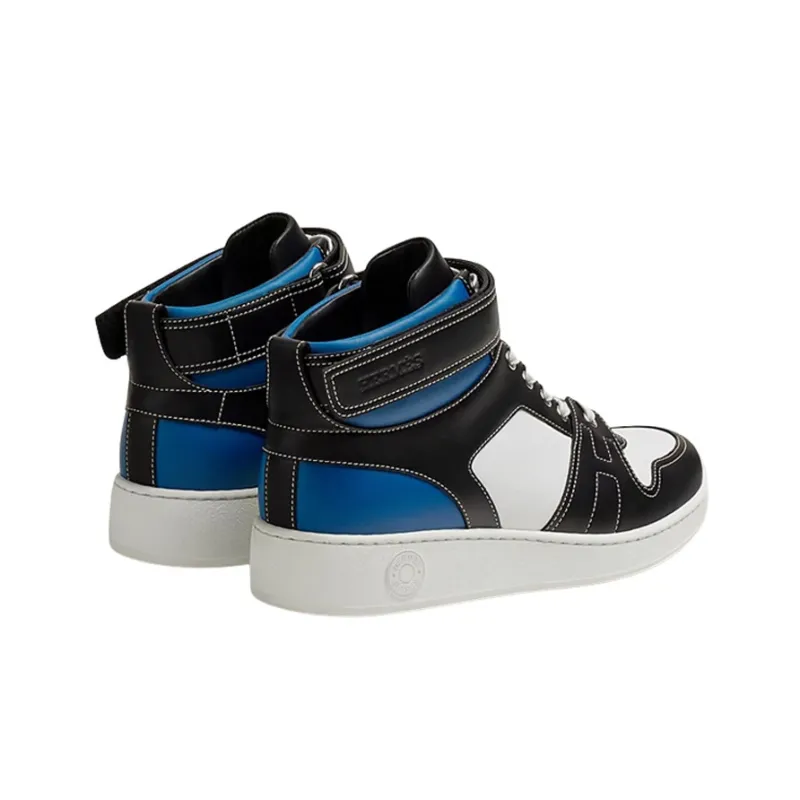 HERMES Freestyle High Top Stylish Skateboarding Shoes Men's Black White Blue-3