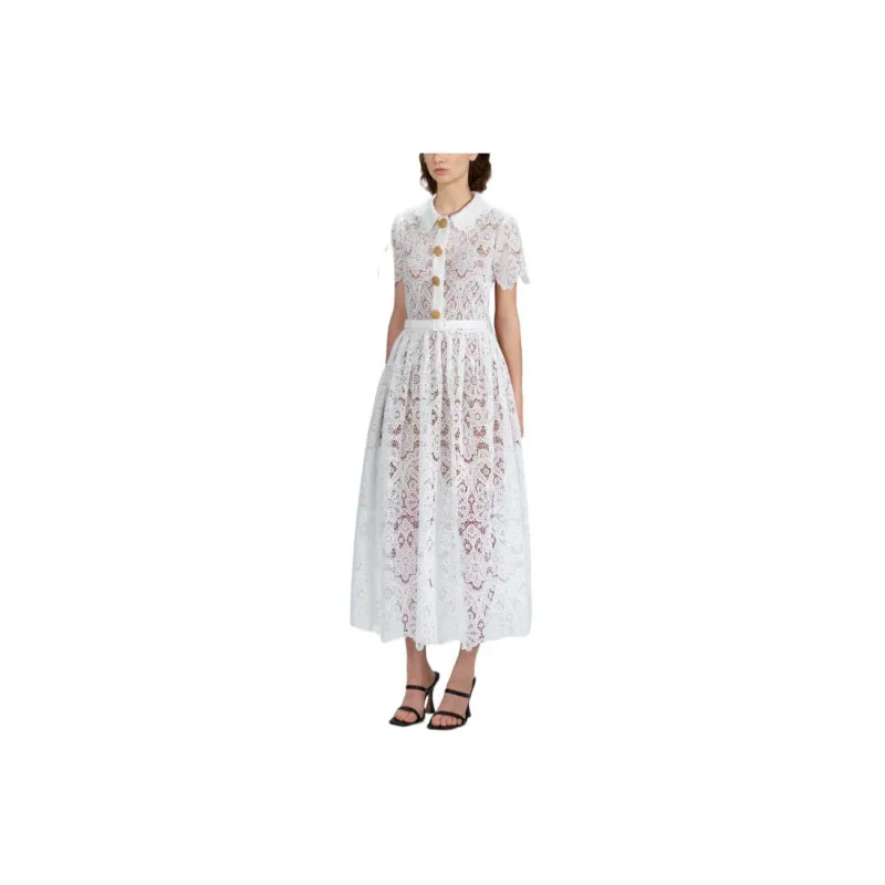 Self portrait Short Sleeved Dresses Women's White-2