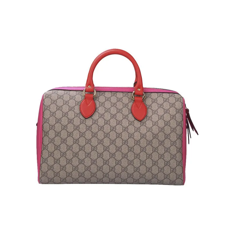 GUCCI Leather Detail Boston Bag Crossbody Handbags Regular Women's Ebony/Pink-5