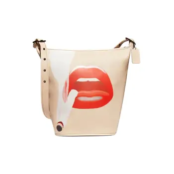 COACH Tom Wesselmann Collaboration Leather Tote Bag, Shopping Bag, Crossbody Bag Tubas Women's White