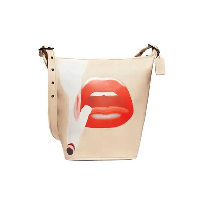 COACH Tom Wesselmann Collaboration Leather Tote Bag, Shopping Bag, Crossbody Bag Tubas Women's White-0