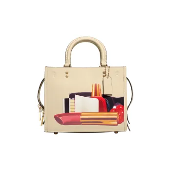 COACH Leather Tote Bag, Shopping Bag, Handbag, Shoulder Bag Medium Size Women's White
