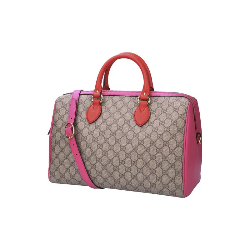 GUCCI Leather Detail Boston Bag Crossbody Handbags Regular Women's Ebony/Pink-1