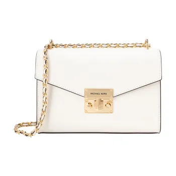 MICHAEL KORS Rose Cow Leather Shoulder Bag Crossbody Bag Medium Size Women's Pure White