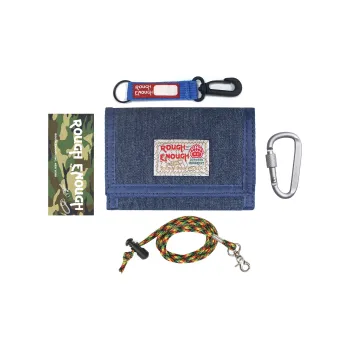 Rough Enough Canvas Canvas Bag Foldable Lanyard Halter Card Holder Wallet Unisex Denim Blue