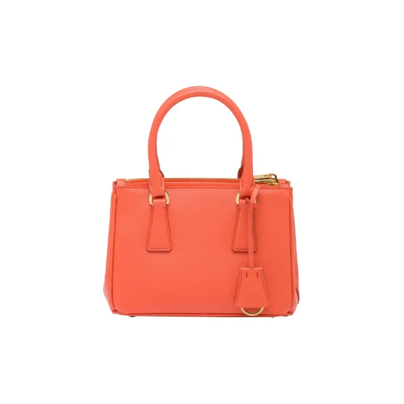 PRADA Saffiano Leather Handbag Shoulder Bag Crossbody Bag Mini Women's Orange-2