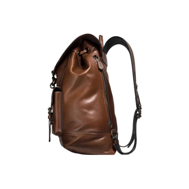 COACH Bleecker Leather Laptop Backpack Large Size Men's Brown-2