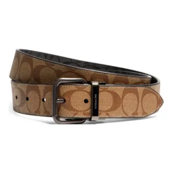 COACH Double Sided Letter Print Pin Buckle Leather Belts Men's Width  3.8cm