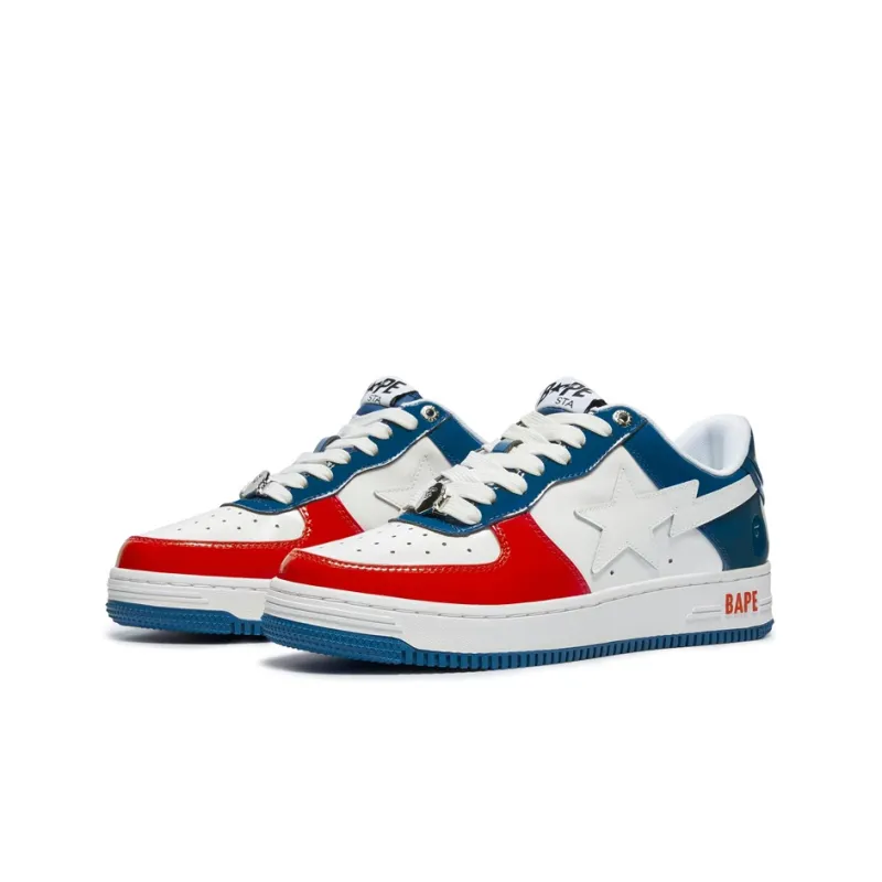 A BATHING APE STA Stylish Skateboarding Shoes Men's Red White Blue-2