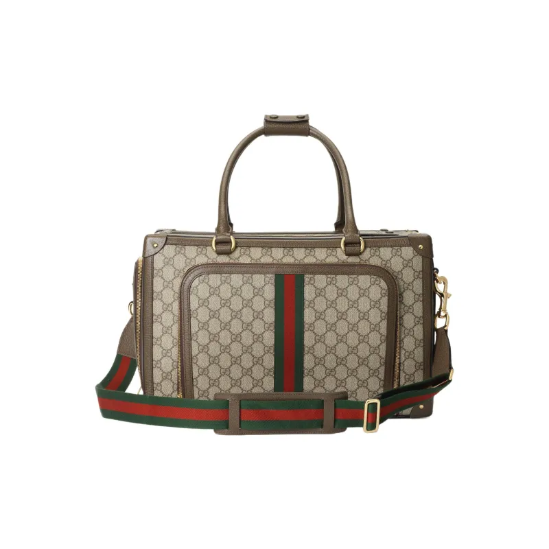 GUCCI Canvas With Leather Canvas Bag, Crossbody Bag Small Size Unisex Ebony-2