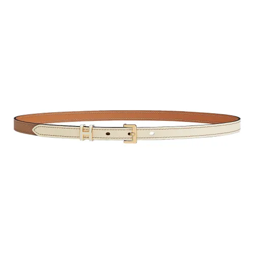 HERMES Leather Belts Women's White/Brown