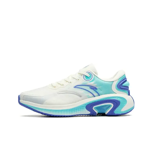 ANTA Running Shoes Men Low-Top Ivory White/Swimming Pool Blue