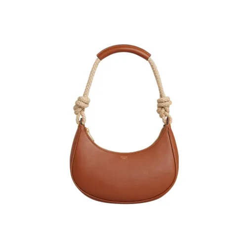 CELINE AVA Smooth Cow Leather Dumpling Bag Shoulder Bag Medium Size Women's Tawny