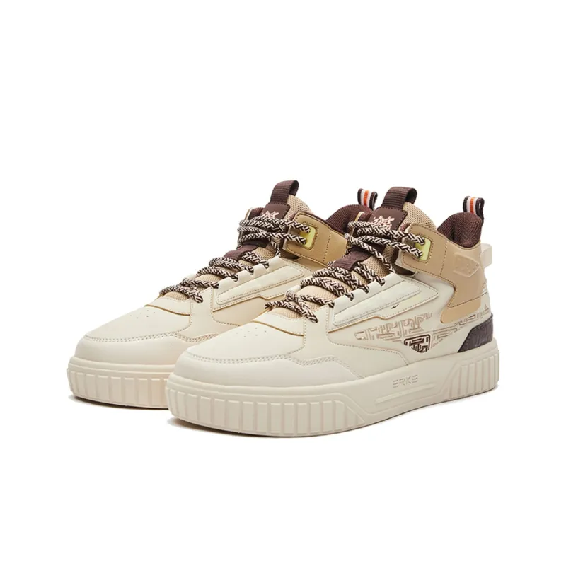 Erke Mid Top Skateboard Shoes Men's Warm Linen-1