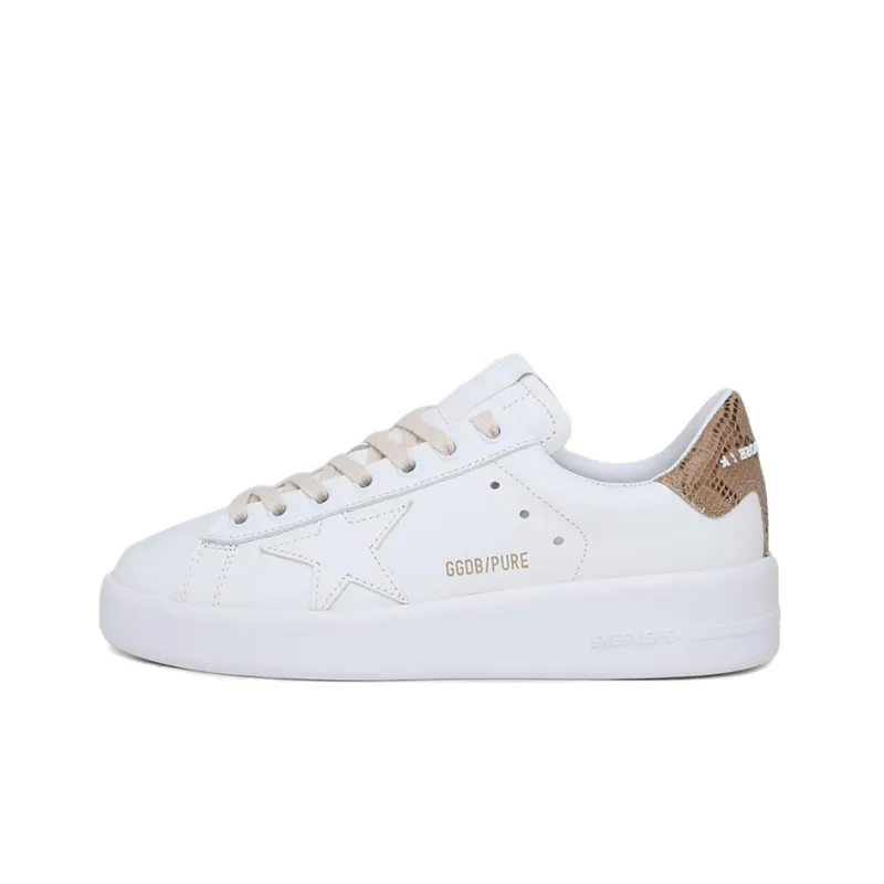 Golden Goose Purestar Stylish Skateboarding Shoes Women's White Gold-0