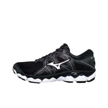 Mizuno Wave Sky 2 Cozy Wear resistant Black White Women's
