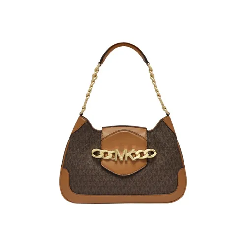 MICHAEL KORS Hally Cow Leather Shoulder Bag, Chain Bag, Shoulder Bag Women's Dark Brown/Acorn Brown