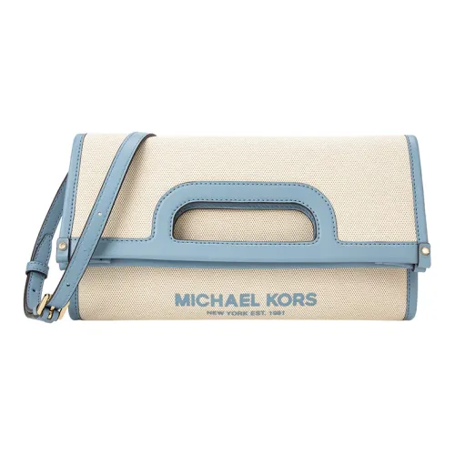 MICHAEL KORS MICHAEL KORS Luggage Collection Fabric Clutch Tubas Women's Ecru & Light Blue