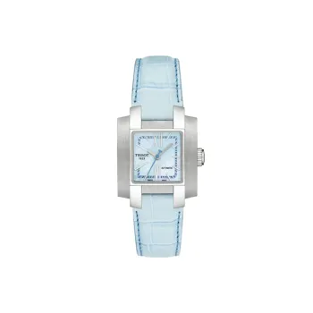 TISSOT Automatic Mechanical Movement Women's Watch Blue Dial Stainless Steel Case Leather Strap
