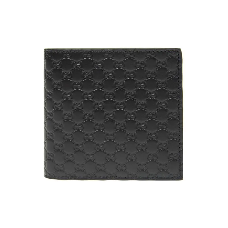 GUCCI Cow Leather Coin Pocket Wallet Regular Men's Black-0