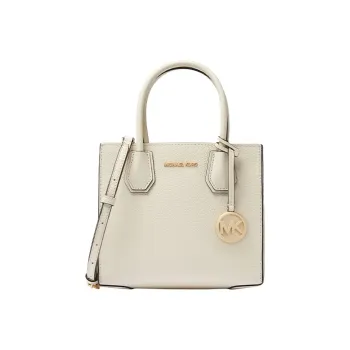 MICHAEL KORS Mercer Cow Leather Trunk Bag Crossbody Handbag Women's Milk White