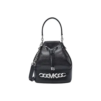 MICHAEL KORS Cow Leather Bucket Bag, Shoulder Bag, Crossbody Bag, Handbag Medium Size Women's Black