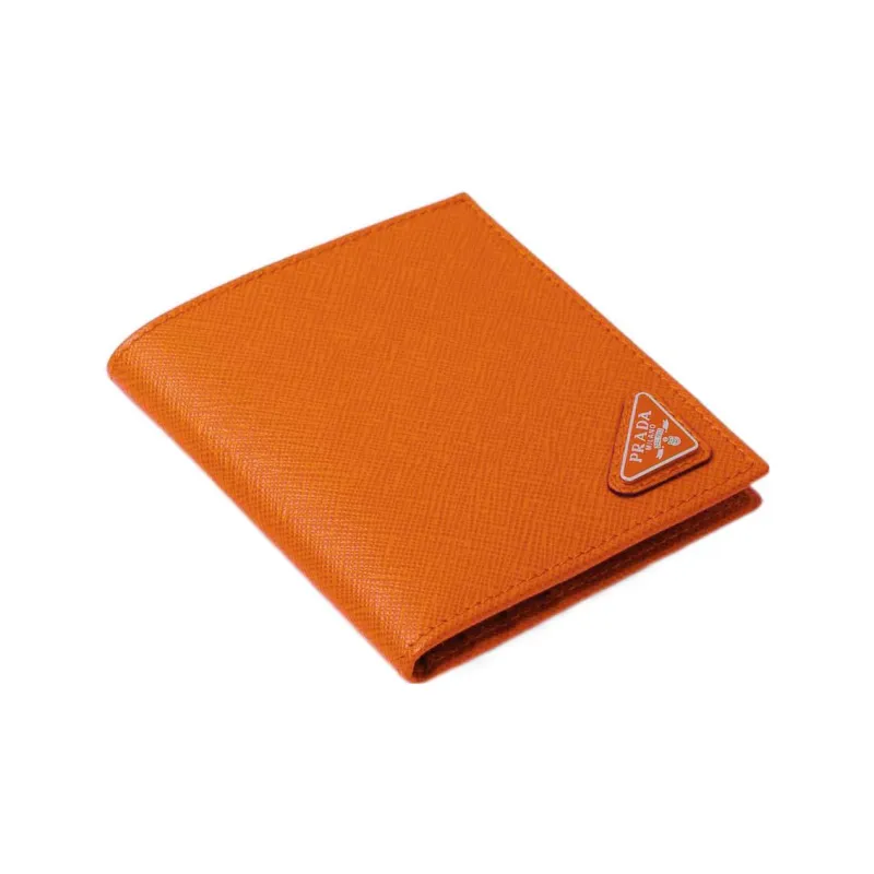PRADA Saffiano Leather Wallet Unisex Papaya-3