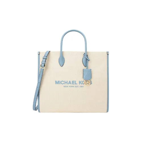 MICHAEL KORS MICHAEL KORS Luggage Collection Fabric Crossbody Handbag, Shoulder Bag Tubas Women's Beige & Haze Blue