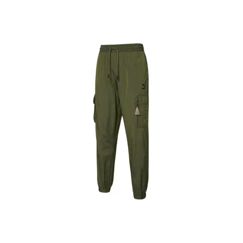 PUMA Knitted Sweatpants Men Brown Olive Green