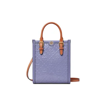 TORY BURCH T Monogram Patent Leather Music Score Tote Bag Shopping Bag Crossbody Handbag Mini Women's Dark Lotus Purple