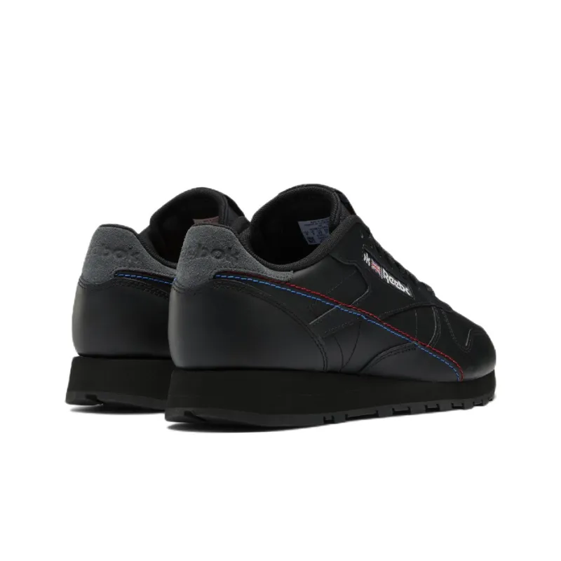 Reebok Classic Leather Anti Slip Wear Resistant Low Top Running Shoes Unisex Black-3