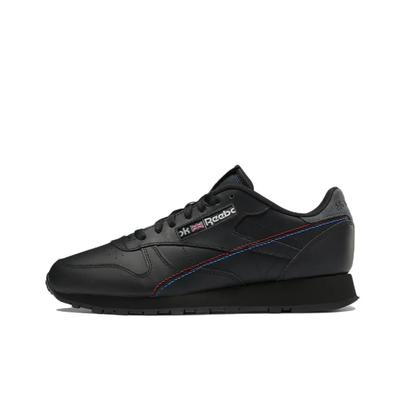 Reebok Classic Leather Anti Slip Wear Resistant Low Top Running Shoes Unisex Black-0