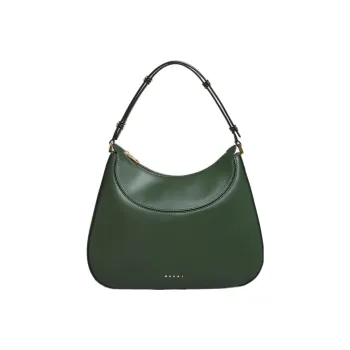 MARNI Milano Smooth Calf Leather Hobo Bag Handbag Shoulder Bag Large Size Women's Green