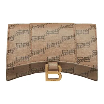 Balenciaga Coated Canvas Hourglass Bag, Wallet, Shoulder Bag, Crossbody Bag Women's Beige & Brown