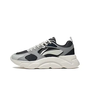 LiNing Shock Absorbing, Non Slip, Wear Resistant, Breathable And Lightweight Low Top Running Shoes Men's Black Gray