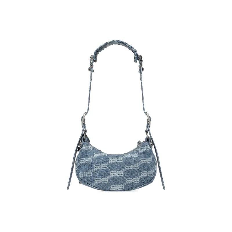 Balenciaga Le Cagole Shoulder Bag Xs Bb Monogram Blue/Bleached Denim-2