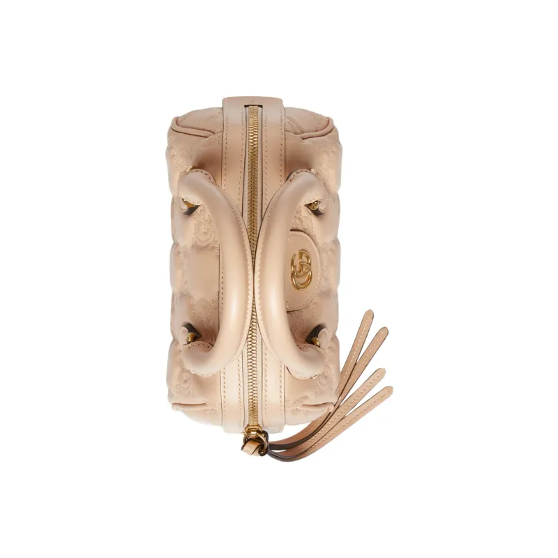 GUCCI GG Matelassé Leather Controller Boston Bag Shoulder Bag, Handbag Mini Women's Beige Yellow-5