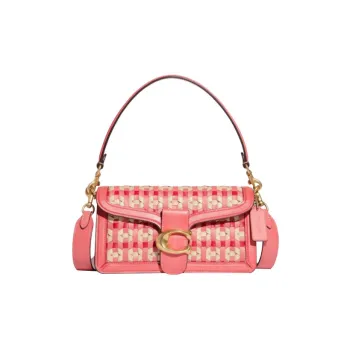 COACH Tabby Leather One Shoulder Handheld Crossbody Bag Medium Size Women's Bright Coral