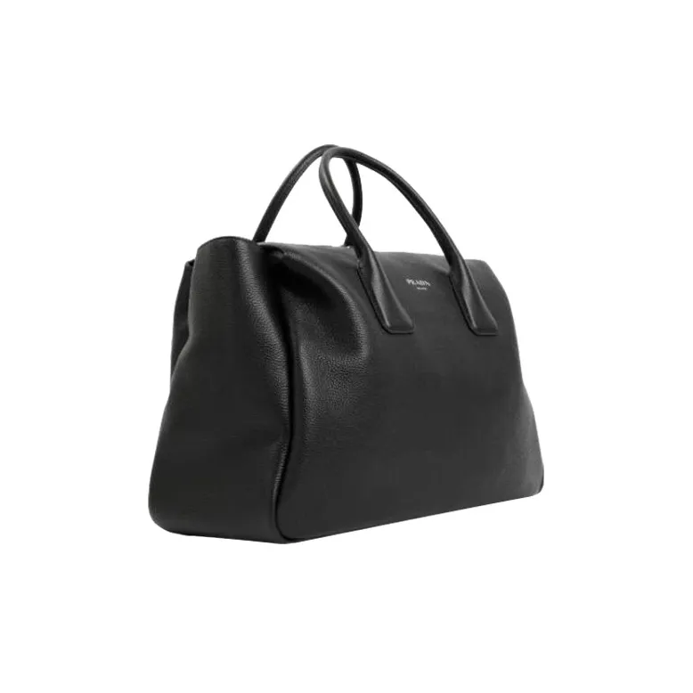 PRADA Leather Travel Bag Handbag Large Size Men's Black-1