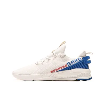 Erke Running Shoes Men Low Top Ivory White/Colorful Blue